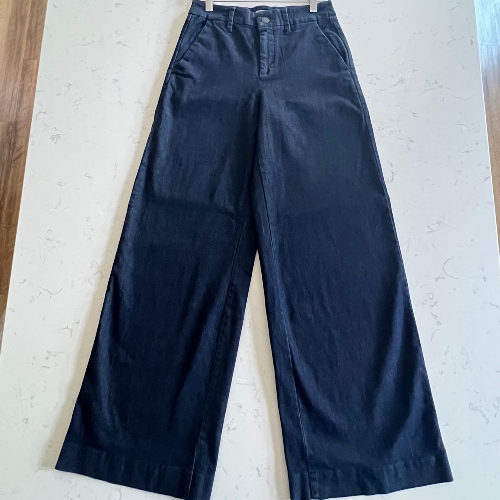 A New Day Wide Leg Trouser Jeans Womens 4 Dark Wash Stretch Denim High Rise